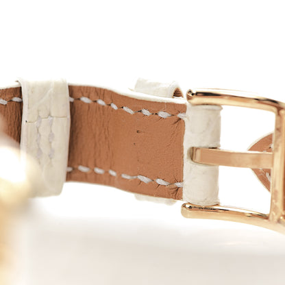Hermes 18K Yellow Gold Alligator Diamond Bezel Mother of Pearl 23mm Cape Cod Quartz Watch Blanc 7 of 8