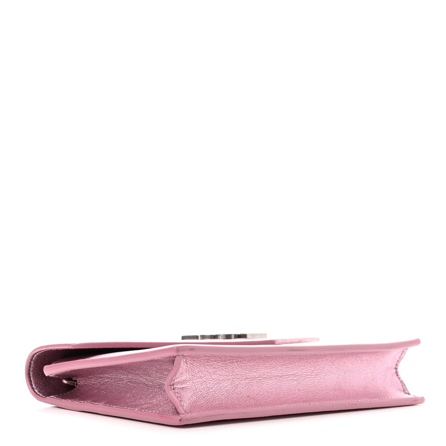 Saint Laurent Metallic Calfskin Monogram Envelope Chain Wallet Pink 4 of 10