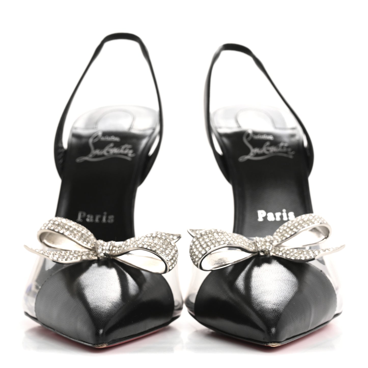 Satin Crystal PVC Astrinodo 100 Slingback Sandals 40 Black