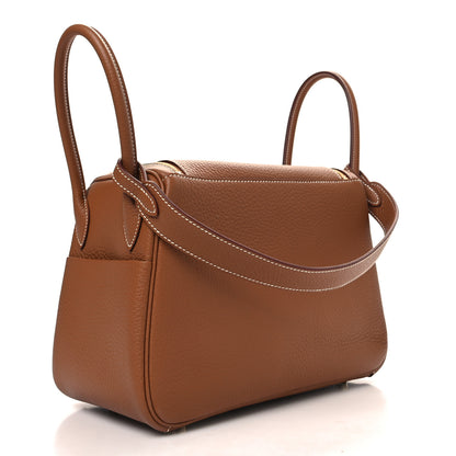 Hermes Taurillon Clemence Lindy 26 Gold 3 of 11