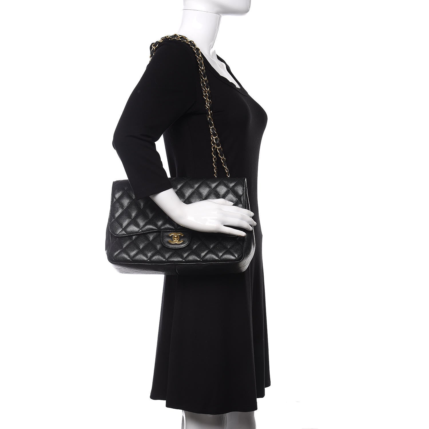 Chanel Caviar Quilted Jumbo Single Flap Black 2 of 11