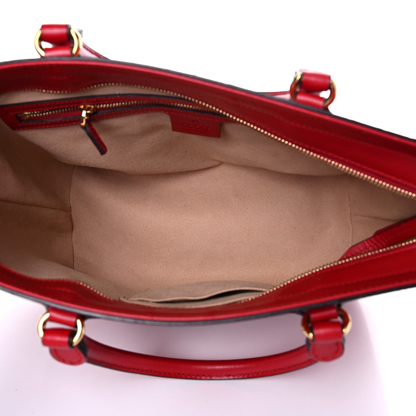 Guccissima Small Zippered Bucket Tote Hibiscus Red