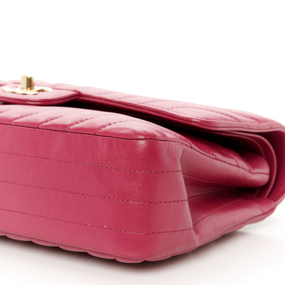 Chanel Lambskin Chevron Quilted Medium Double Flap Dark Pink 11 of 13