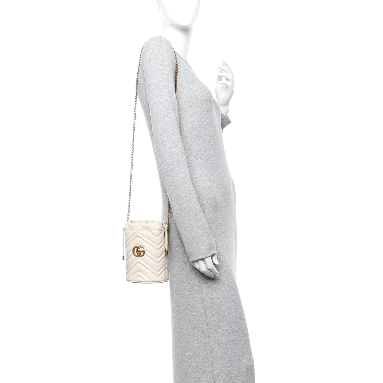 Gucci Calfskin Matelasse Mini GG Marmont 2.0 Bucket Bag White 2 of 9