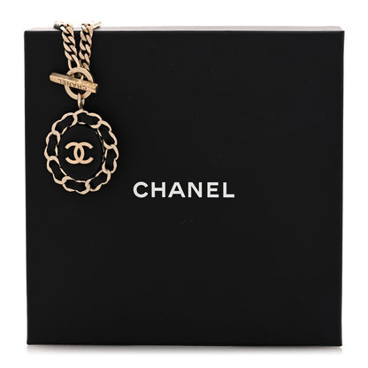 Chanel Lambskin CC Medallion Chain Necklace Golden Black 6 of 6
