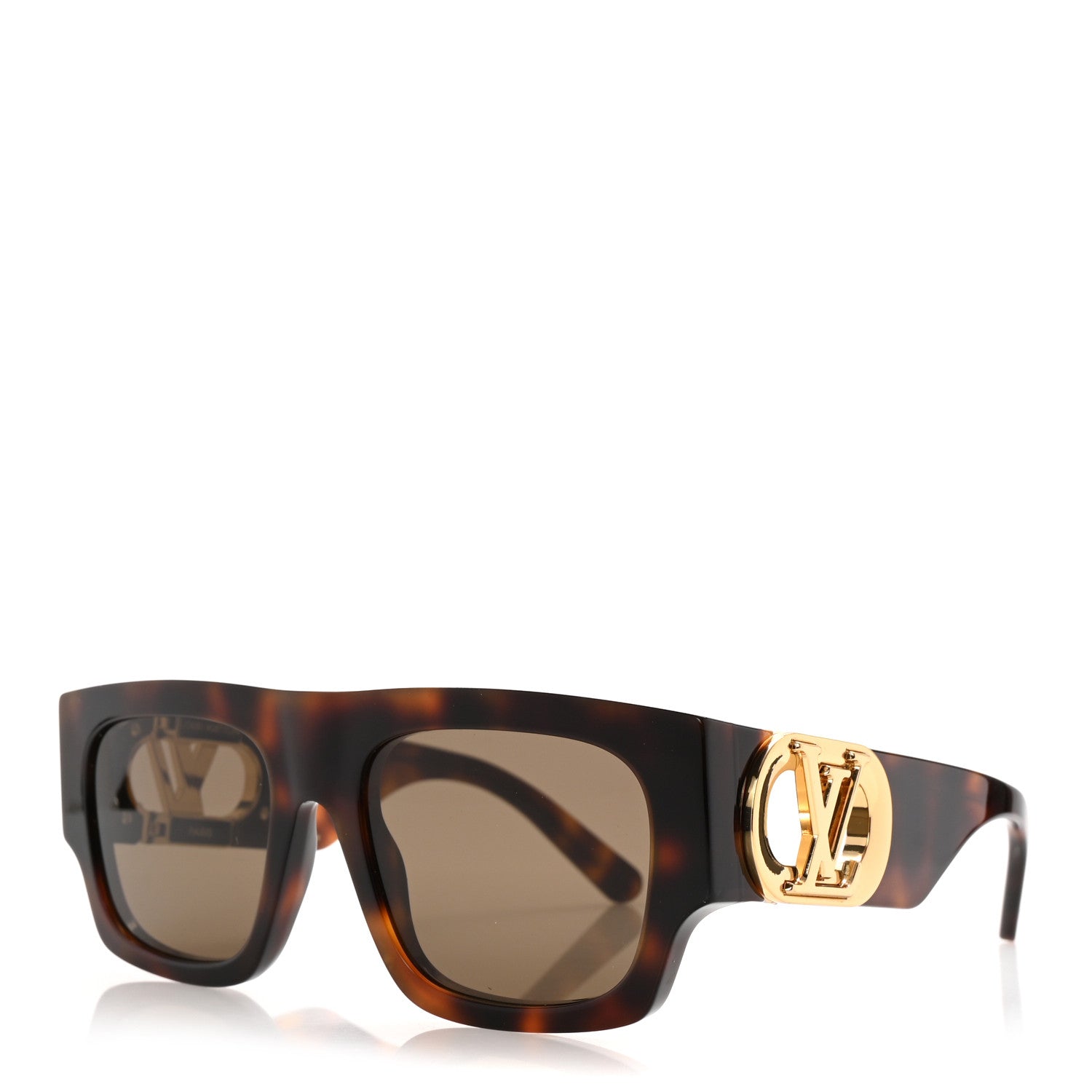 Louis Vuitton Acetate LV Link Square Sunglasses Z1479W Dark Tortoise 1 of 7