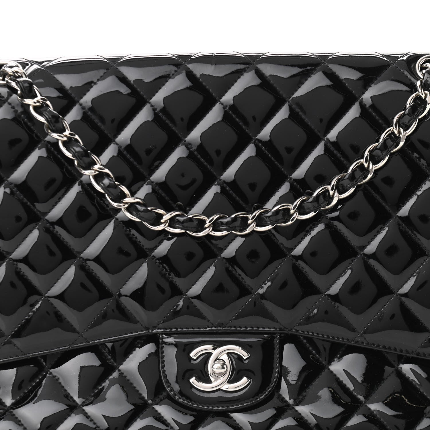 Chanel Patent Quilted Maxi Single Flap Black 8 of 11