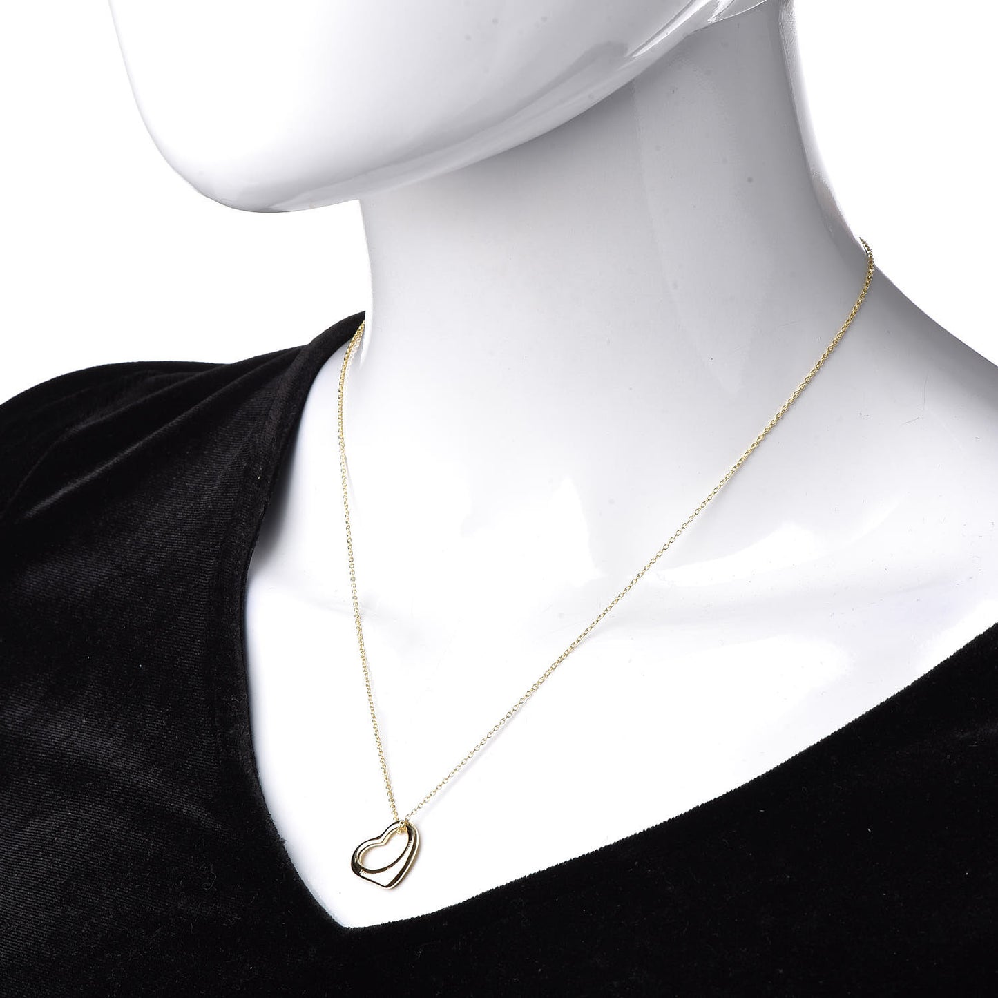 18K Yellow Gold 16mm Elsa Peretti Open Heart Pendant Necklace