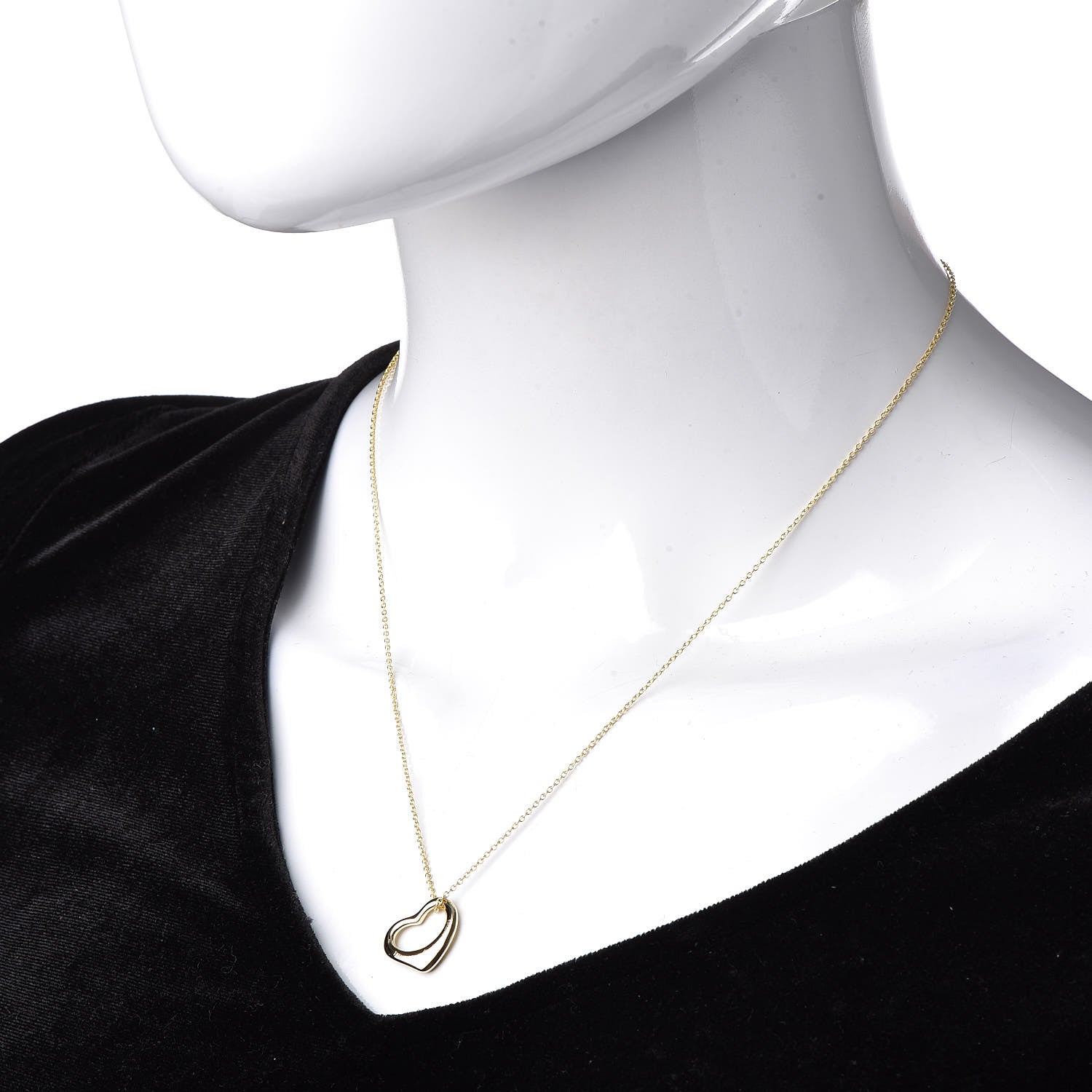 Tiffany 18K Yellow Gold 16mm Elsa Peretti Open Heart Pendant Necklace 2 of 7