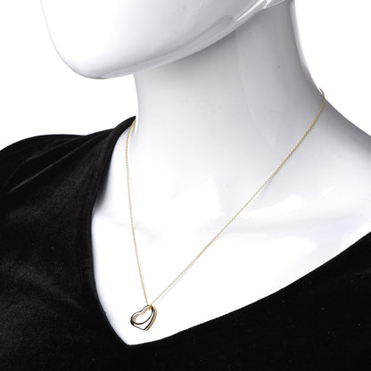 Tiffany 18K Yellow Gold 16mm Elsa Peretti Open Heart Pendant Necklace 2 of 7
