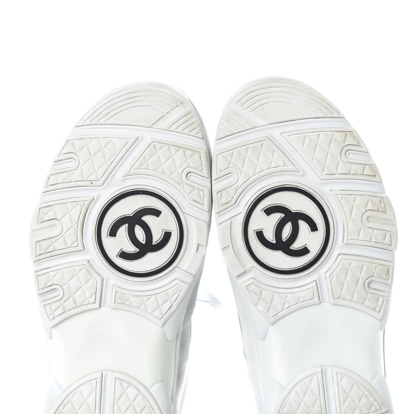 Suede Calfskin Mens CC Sneakers 43 White Grey Blue