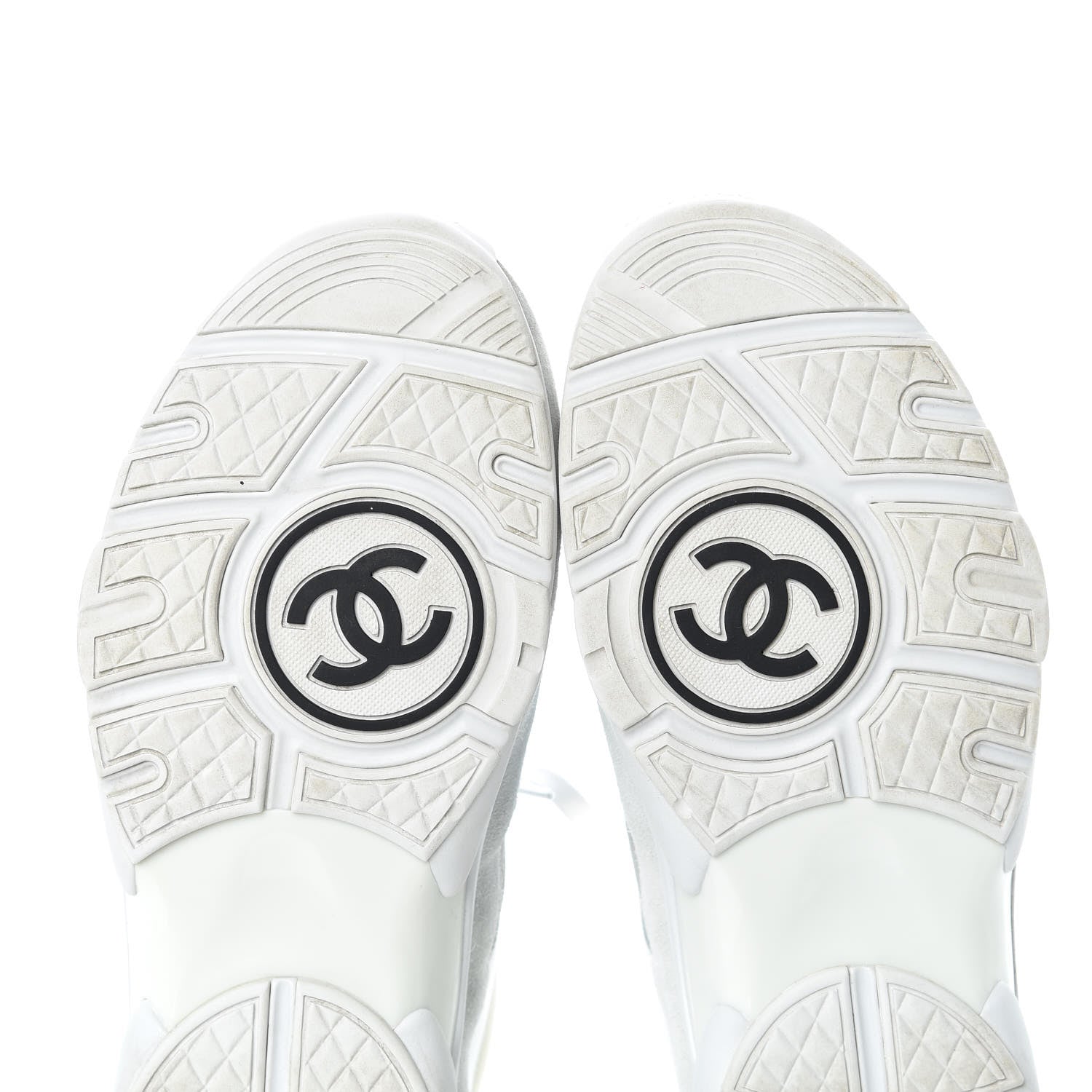 Chanel Suede Calfskin Mens CC Sneakers 43 White Grey Blue 9 of 12
