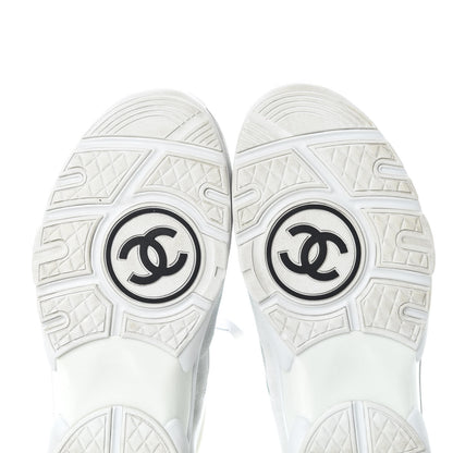 Chanel Suede Calfskin Mens CC Sneakers 43 White Grey Blue 9 of 12