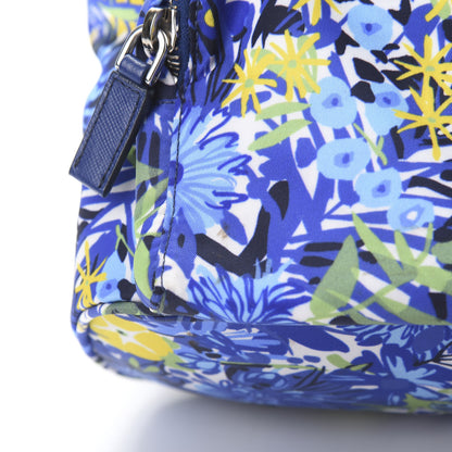Prada Nylon Saffiano Floral Print Single Buckle Backpack Bluette Dis Primule 11 of 11