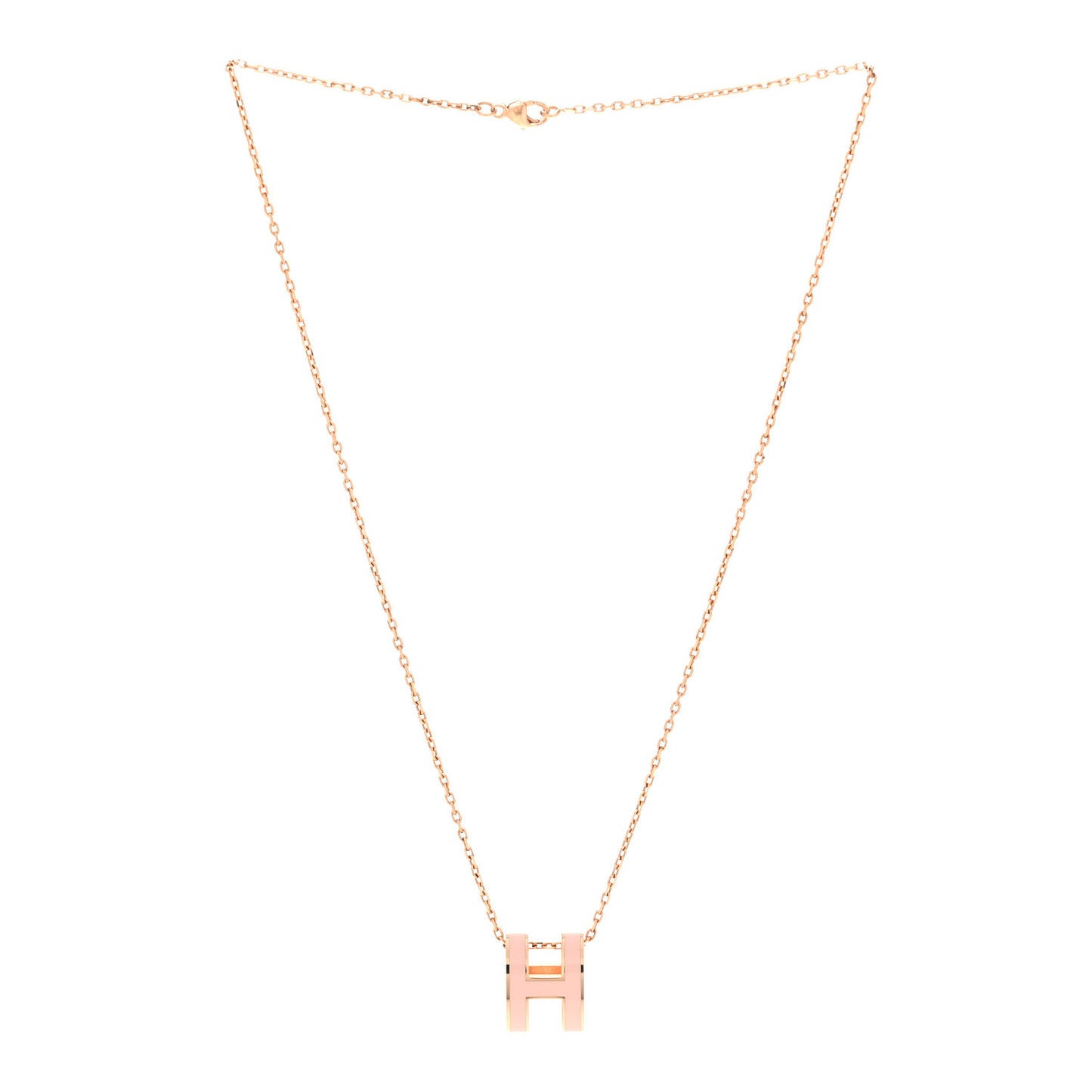 Lacquered Gold Pop H Pendant Necklace Rose Dragee