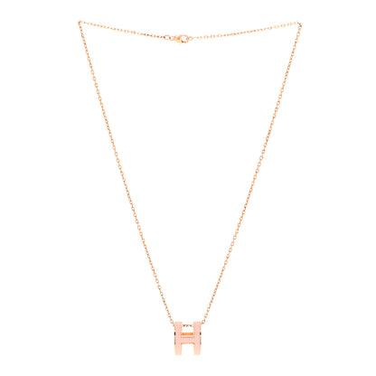 Hermes Lacquered Gold Pop H Pendant Necklace Rose Dragee 3 of 8