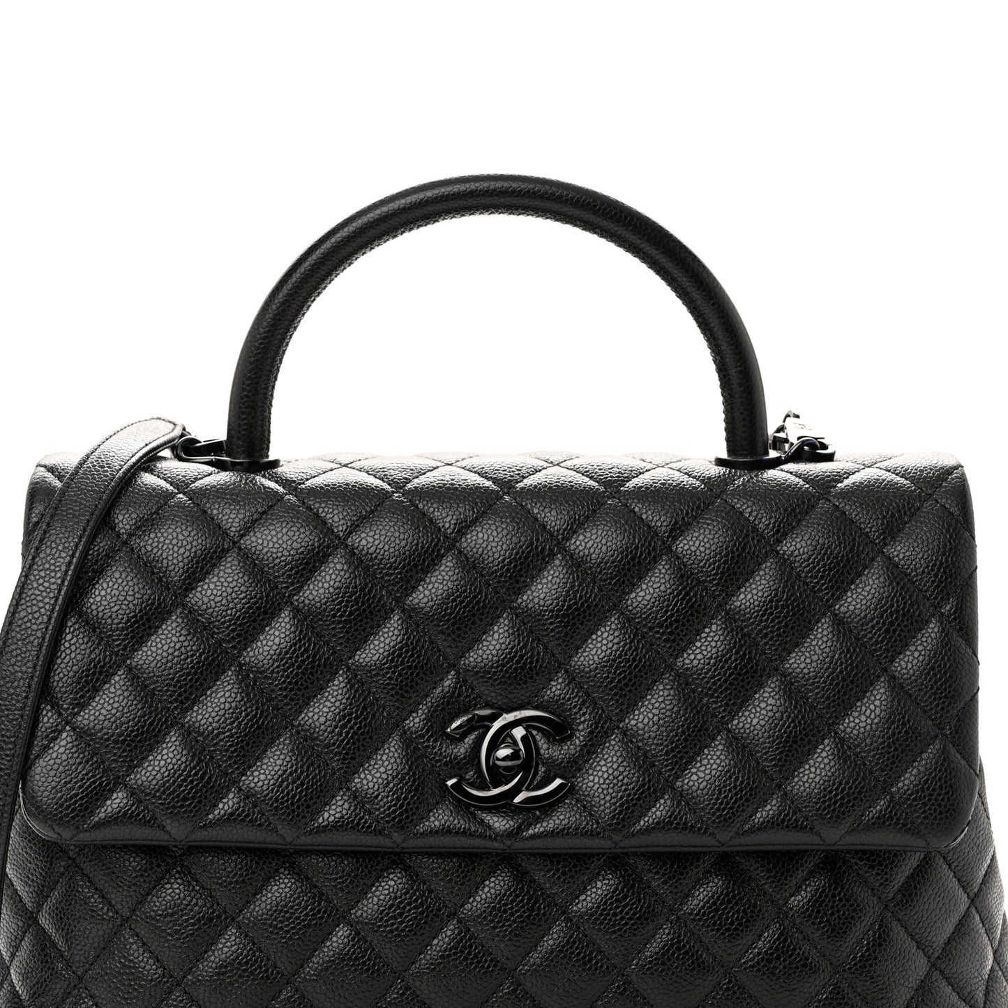 Shiny Caviar Quilted Medium Coco Handle Flap So Black