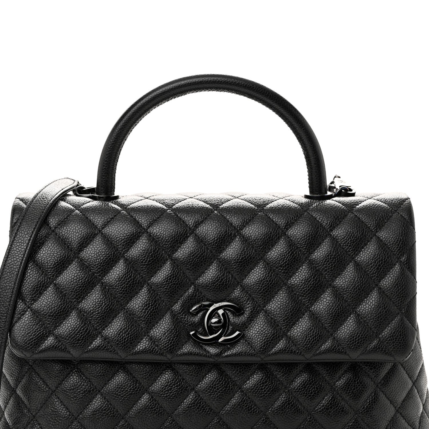 Chanel Shiny Caviar Quilted Medium Coco Handle Flap So Black 8 of 10