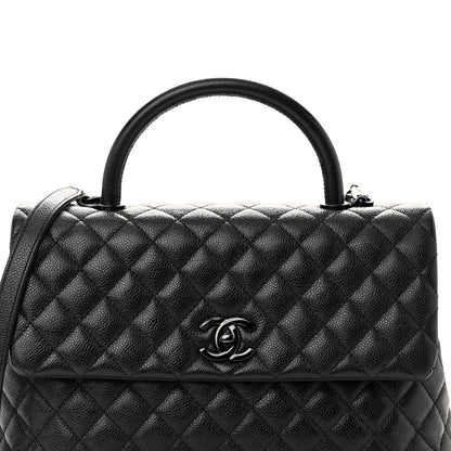 Chanel Shiny Caviar Quilted Medium Coco Handle Flap So Black 8 of 10