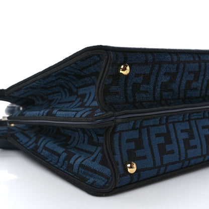Fendi Chenille Vitello Seta FF Medium Peekaboo I SEE U Satchel Blue Black 9 of 12