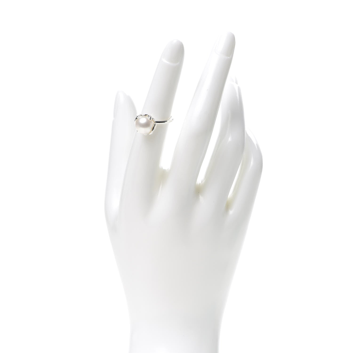 Tiffany Sterling Silver Freshwater Pearl Paloma Picasso Olive Leaf Ring 50 5.5 2 of 6