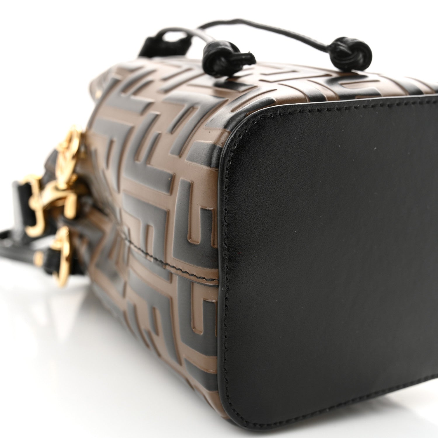 Fendi Vitello Liberty F is Fendi Bi-Color FF 1974 Embossed Mini Mon Tresor Bucket Bag Maya Black 9 of 10