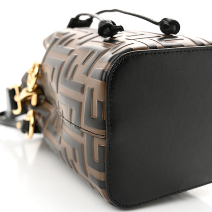 Fendi Vitello Liberty F is Fendi Bi-Color FF 1974 Embossed Mini Mon Tresor Bucket Bag Maya Black 9 of 10