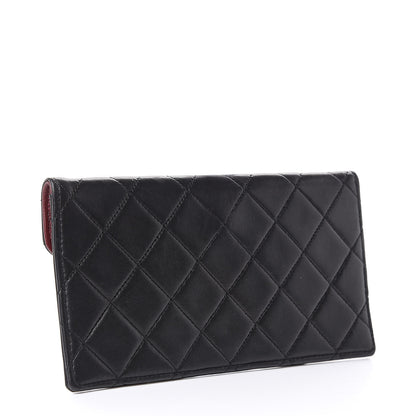 Chanel Lambskin Quilted Long Wallet Black 3 of 9