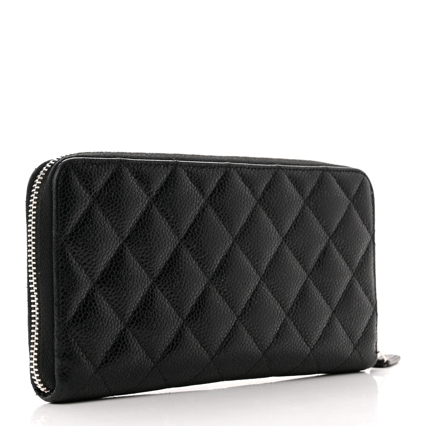 Caviar Quilted Large Gusset Zip Around Wallet Black