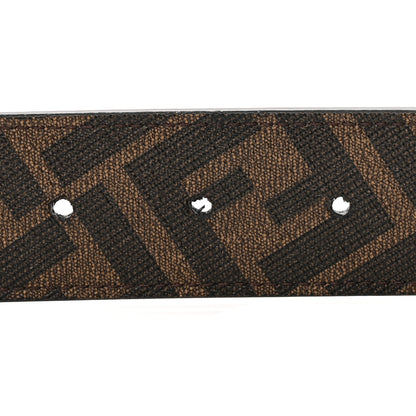Fendi Cuoio Romano Glazed Fabric Enamel FF 1974 Reversible Belt 100 40 Black 6 of 9