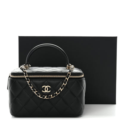 Chanel Lambskin Quilted Small Top Handle Vanity Case With Chain Black 11 of 11
