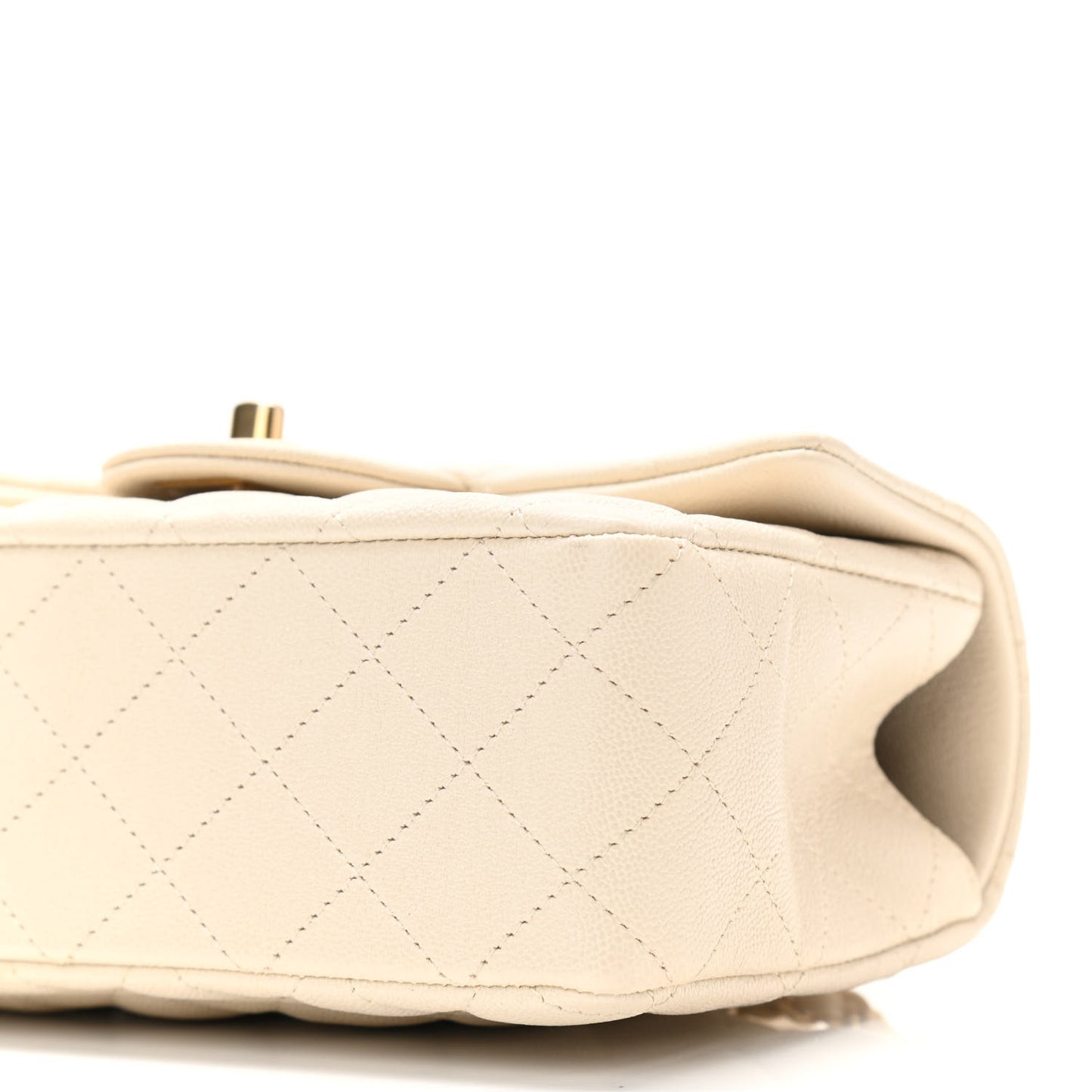 Caviar Quilted Mini Top Handle Rectangular Flap White