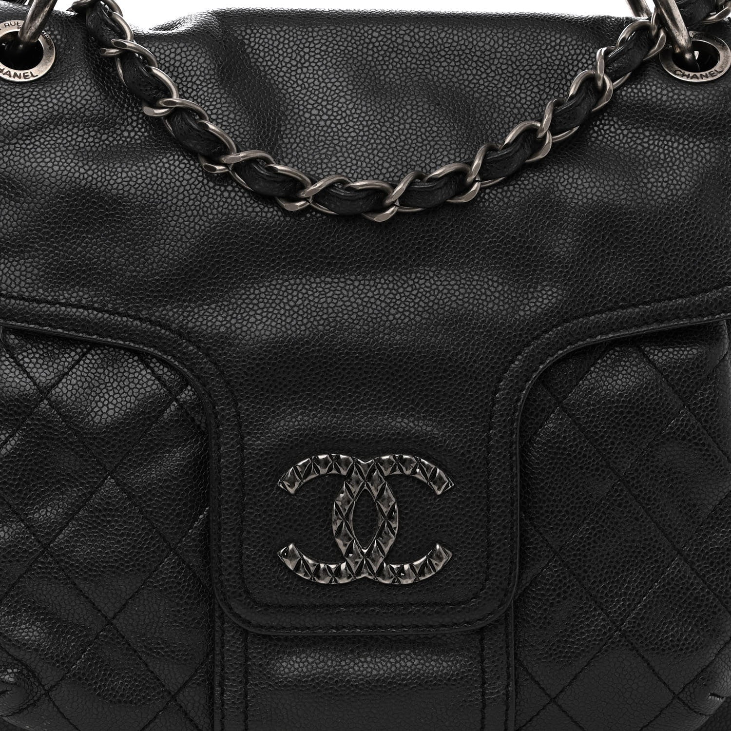 Chanel Glazed Caviar Coco Rider Flap Hobo Dark Grey 8 of 10