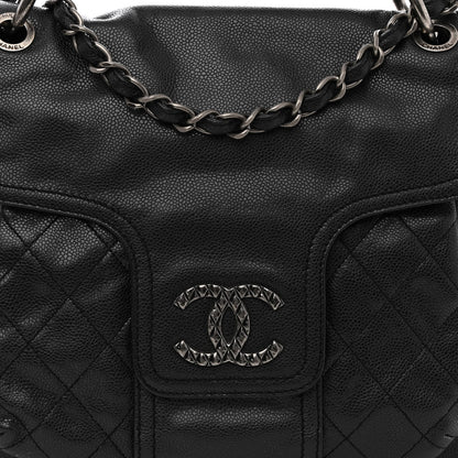 Chanel Glazed Caviar Coco Rider Flap Hobo Dark Grey 8 of 10