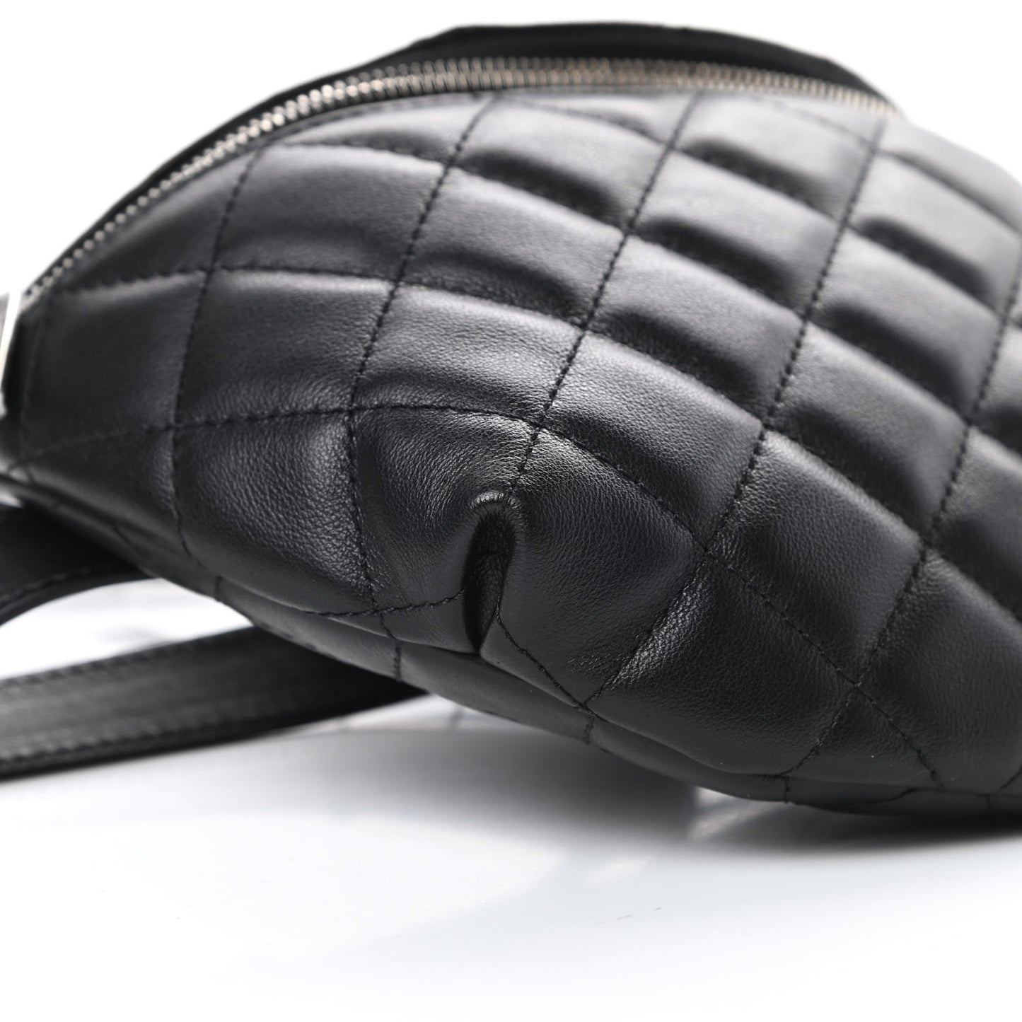 Lambskin Quilted Waist Belt Bag Black
