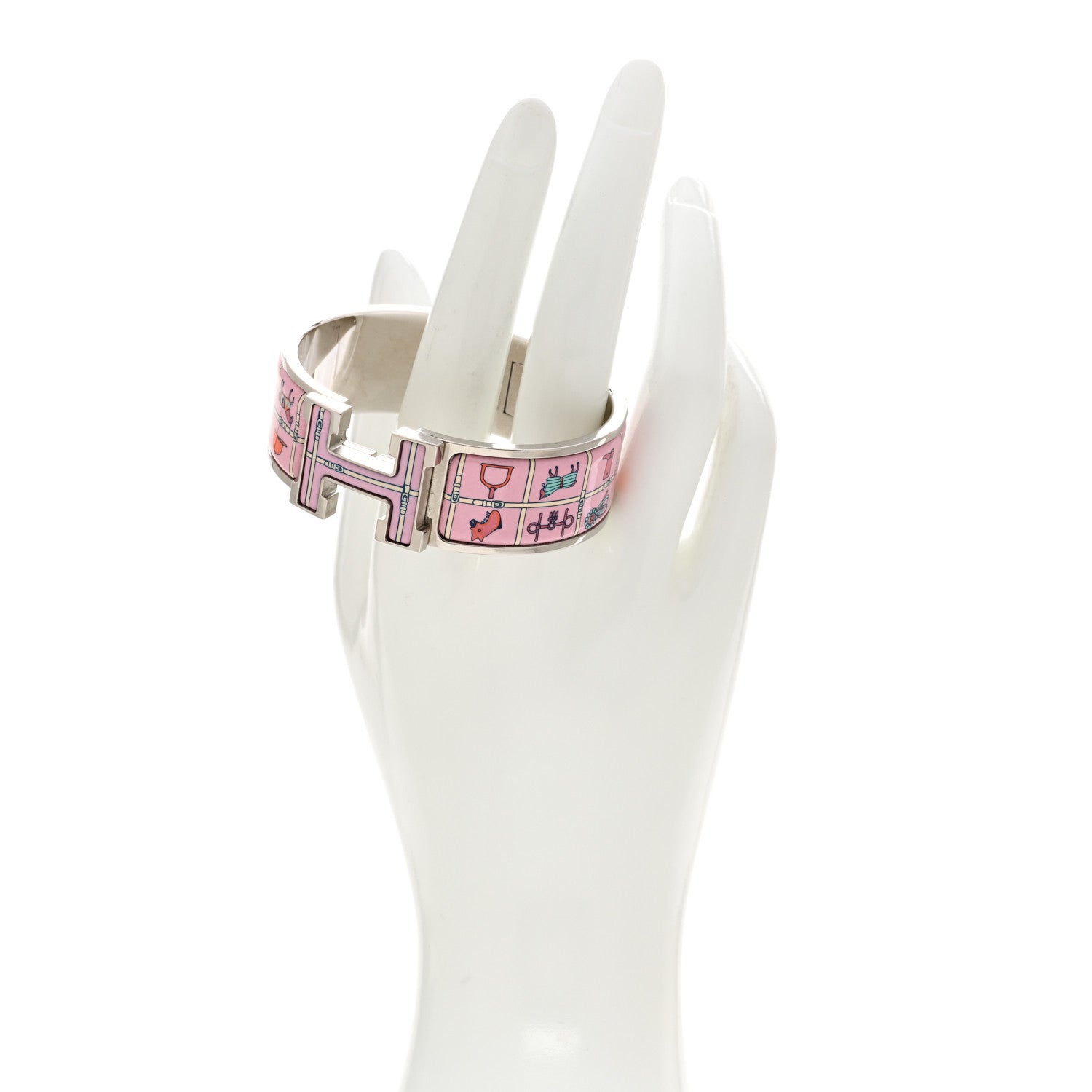 Hermes Enamel Printed Wide Couvertures et Tenues de Jour Clic Clac H Bracelet PM Color Patch 2 of 4