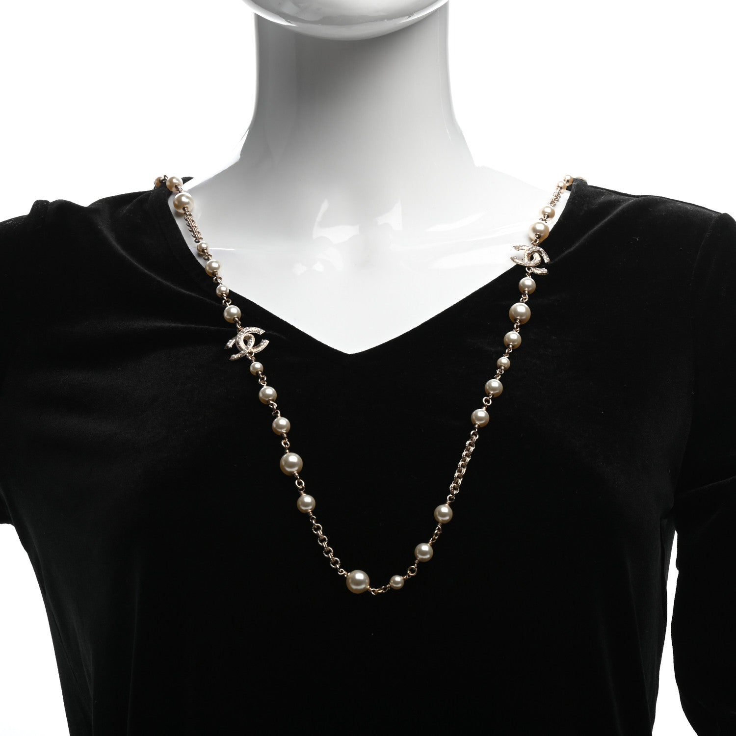 Chanel Pearl CC Necklace Light Gold 2 of 6