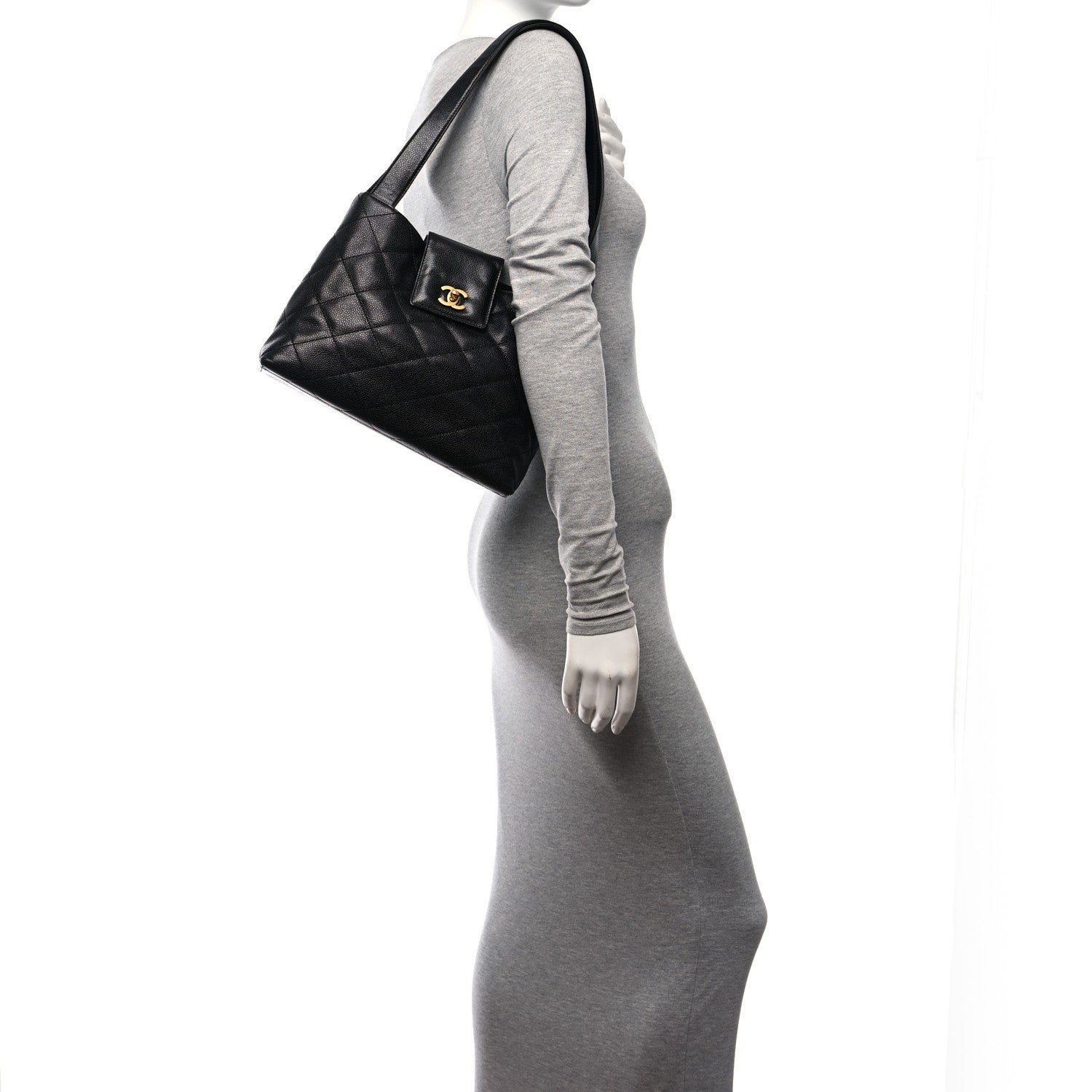 Chanel Caviar Diamond Flap Shoulder Bag Black 2 of 12