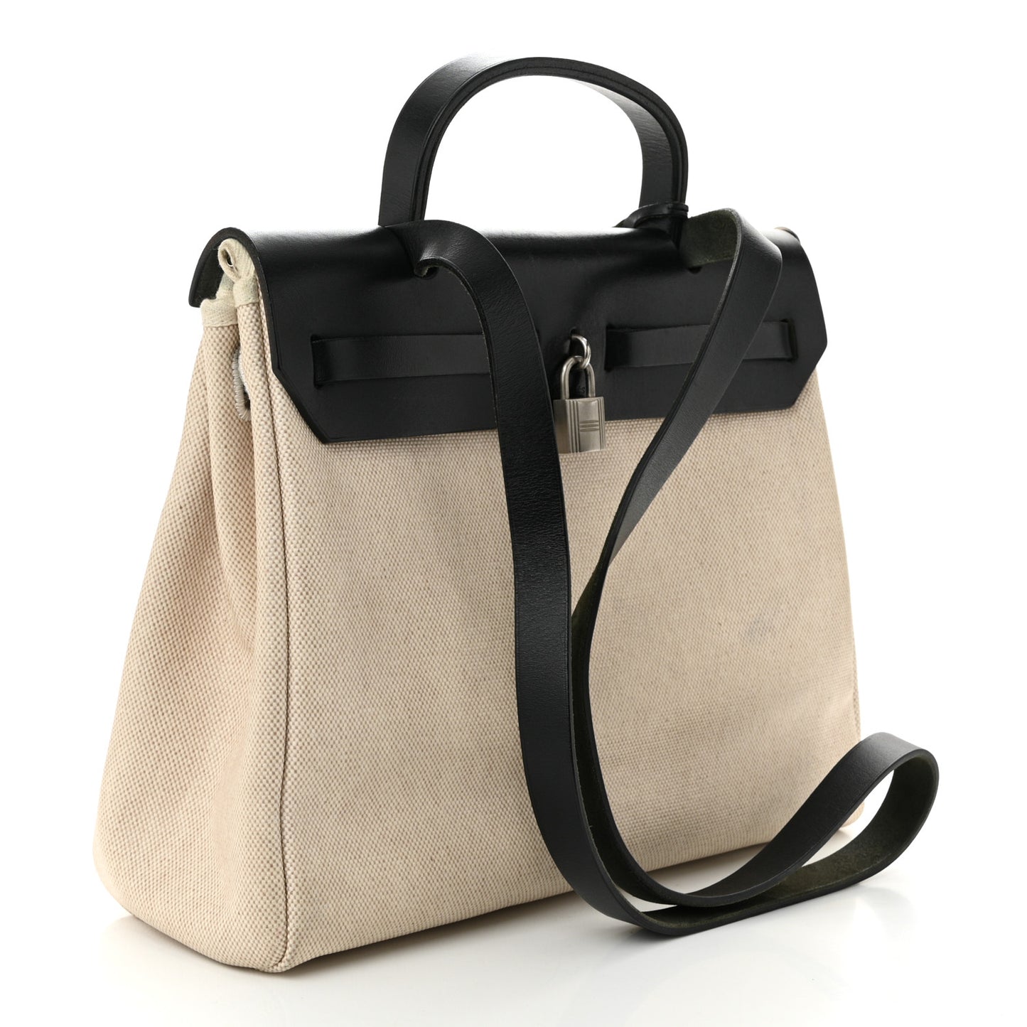 Toile Vache Calfskin Herbag 30 PM Natural Black