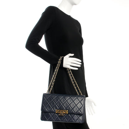 Chanel Lambskin Quilted Large Golden Class Flap Navy 2 of 7