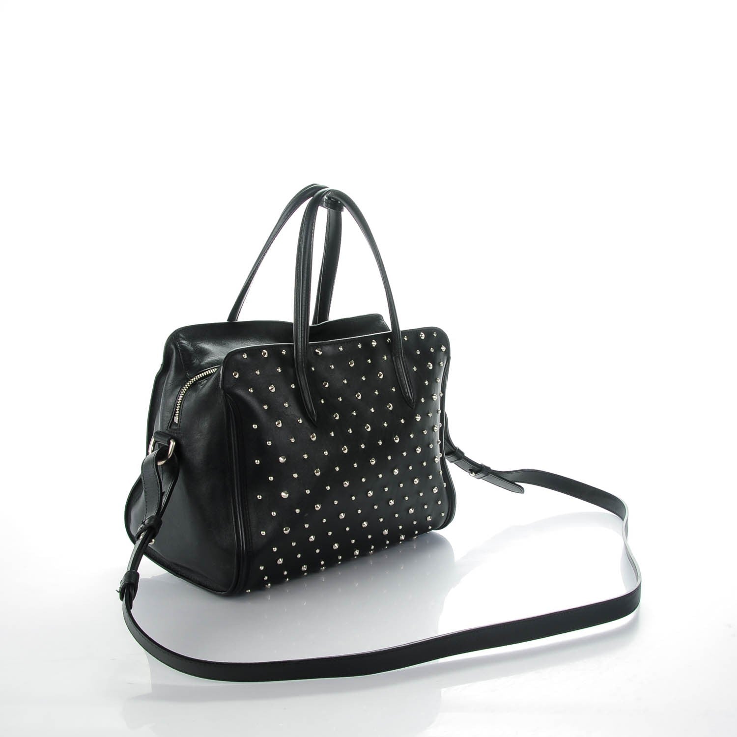 Alexander McQueen Calfskin Small Studded Padlock Zip Around Tote Black 3 of 7