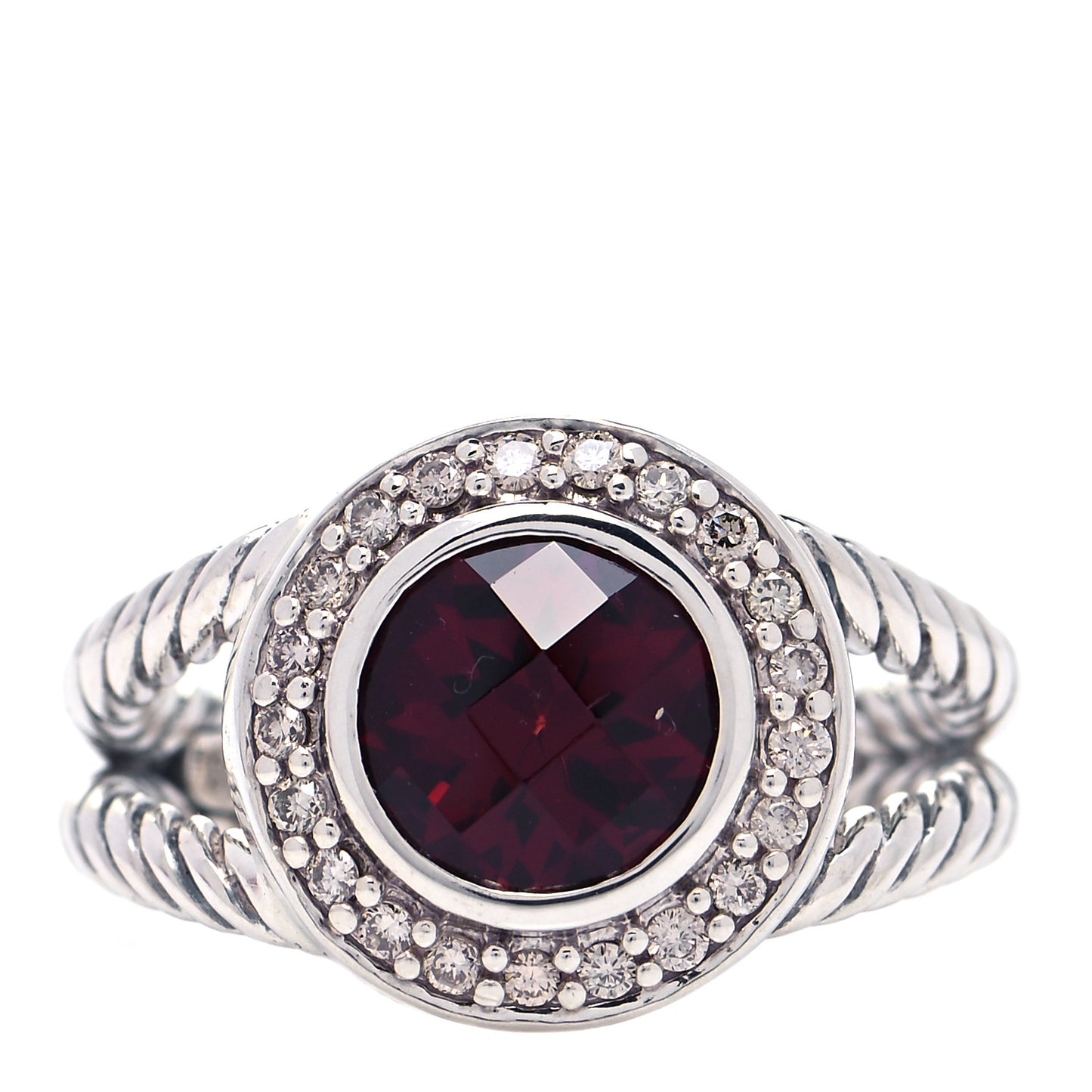 Sterling Silver Diamond Garnet 8mm Petite Cerise Ring 49 5