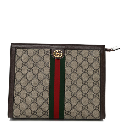 Gucci GG Supreme Monogram Web Ophidia Pouch Brown 1 of 9