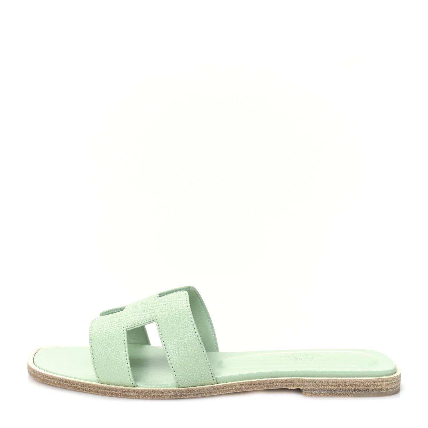 Hermes Epsom Oran Sandals 37.5 Vert Jade 1 of 8