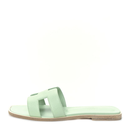 Hermes Epsom Oran Sandals 37.5 Vert Jade 1 of 8