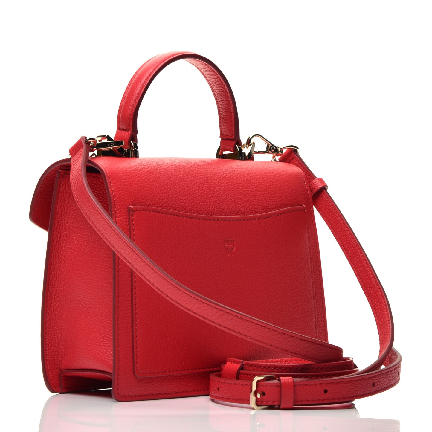 Calfskin Studded Small Patricia Satchel Chinese Red