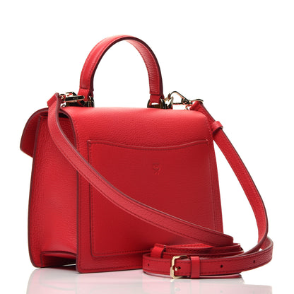MCM Calfskin Studded Small Patricia Satchel Chinese Red 4 of 11