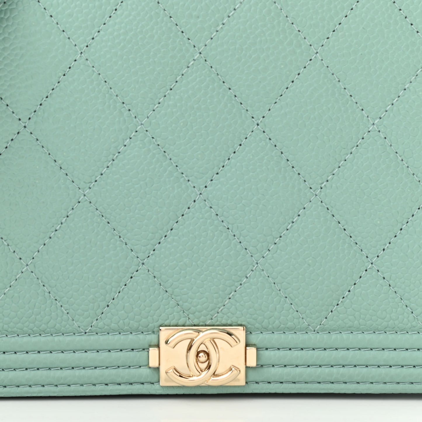 Caviar Quilted Boy Wallet On Chain WOC Light Blue