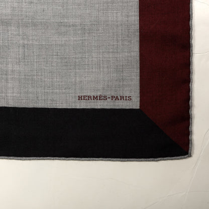 Hermes Cashmere Silk Encadre H Passant Giant Scarf 140 Bordeaux Black Gris Chine 2 of 4