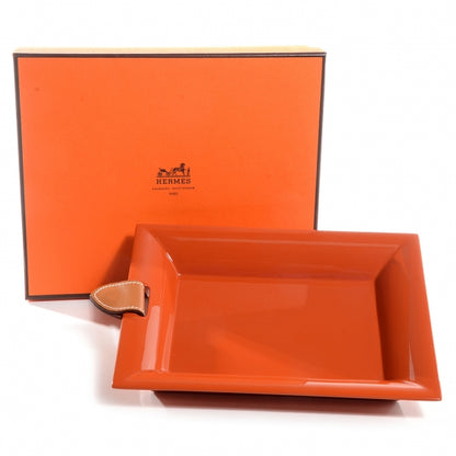 Hermes Lacquered Wood Chamonix Chakor PM Change Tray Orange 5 of 5